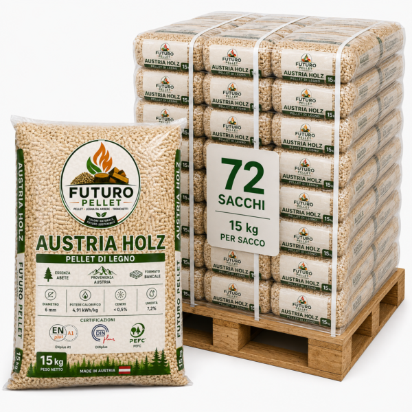Pellet Futuro Austria Holz ENplus A1 – Bancale 72 Sacchi da 15 kg