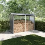 Legnaia da esterno in acciaio zincato nero 238x87x160cm con tetto spiovente