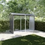 Legnaia da esterno in acciaio zincato nero 238x87x160cm con tetto spiovente - immagine 3