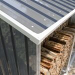 Legnaia da esterno in acciaio zincato nero 238x87x160cm con tetto spiovente - immagine 5