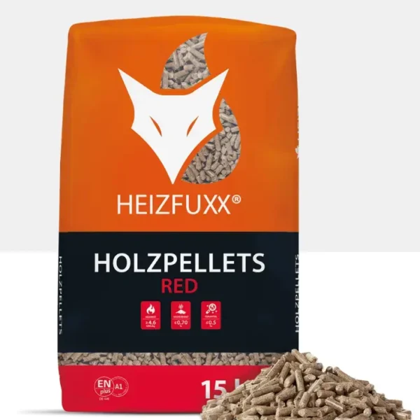Pellet di latifoglia Heizfuxx Red ENplus A1 6 mm - pallet completo 975 kg (65 x 15 kg)
